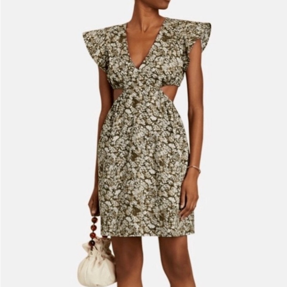 Rails Backless Floral Dress - Olive and White